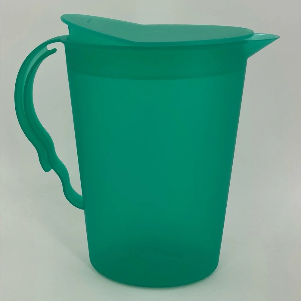 Tupperware 2‎ qt Slimline Impressions Pitcher RockerTop Lid Teal Green Vintage